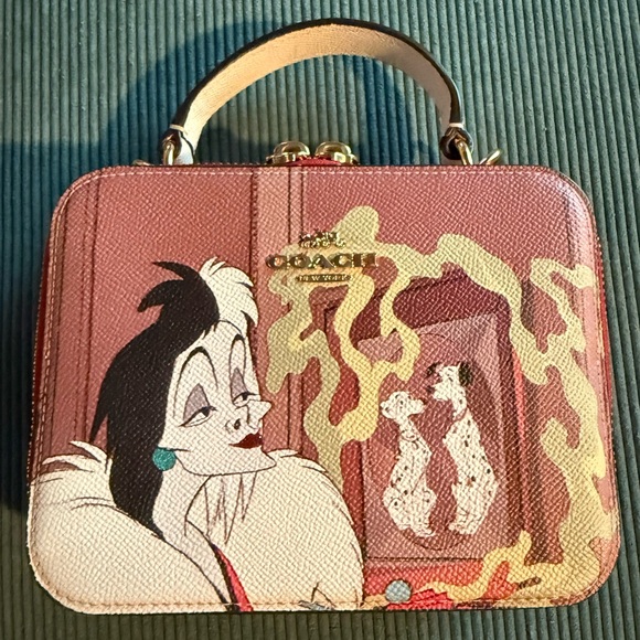 Coach Mini Bag with Disney Cruella de Vil Design - Brown and Cream - Picture 1 of 7